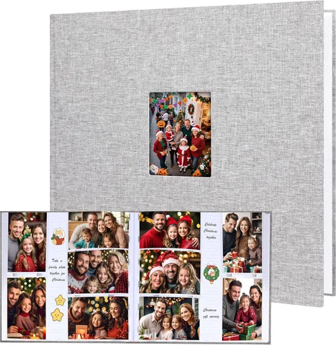 Miniatura 9 de Álbum de fotos de 450 bolsillos de 4 x 6 pulgadas con espacio de escritura, cubierta de lino de gran capacidad, libro con capacidad para 450 fotos