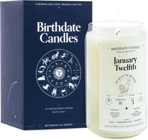 Miniatura 107 de Velas con fecha de nacimiento, 28 de octubre, velas perfumadas del zodiaco de Escorpio, regalo de cumpleaños, aroma a bergamota, canela y caoba