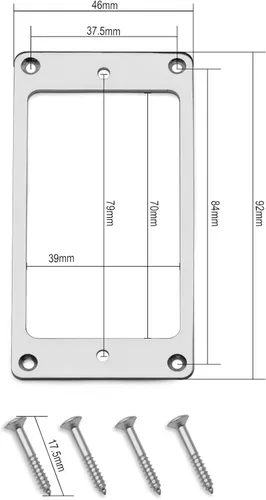 Miniatura 5 de MAXCHEER Anillo de recogida Humbucker plano de hierro de metal para reemplazo de guitarra eléctrica (cromo)