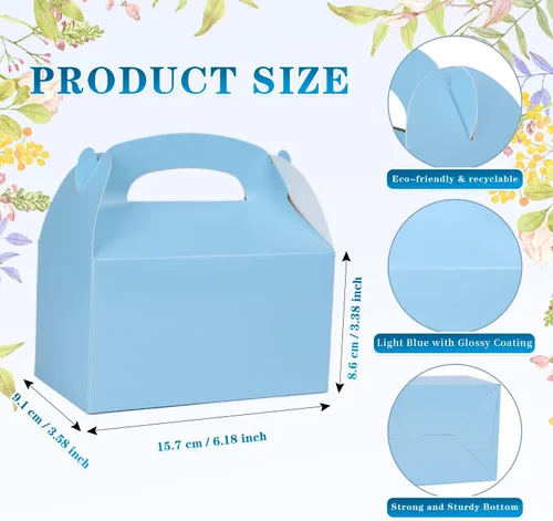 Miniatura 2 de DjinnGlory Paquete de 36 Cajas Pequeñas Azules de Obsequios para Fiestas, Cajas Gable, Cajas de Regalo de Papel para Baby Shower, Cumpleaños, Fiesta
