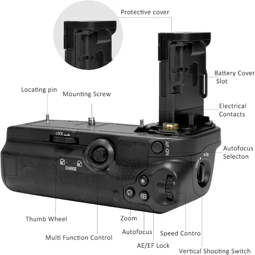 Miniatura 4 de BG-R10 - Agarre vertical de batería para cámara Canon EOS R5 R5C EOS R6 R6 Mark II, repuesto para Canon BG-R10 agarre de batería, alimentado por
