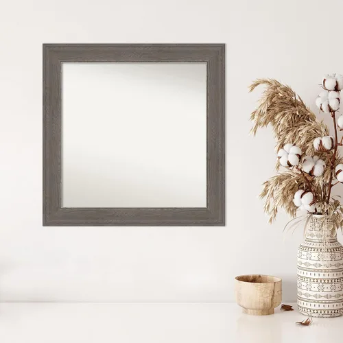 Miniatura 5 de Amanti Art Espejo de pared personalizado no biselado (24.5 x 24.5 pulgadas), marco gris marrón alta, varios tamaños personalizados, espejo de baño