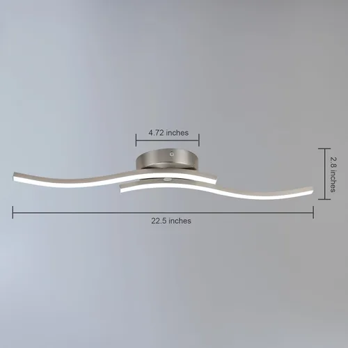 Miniatura 7 de EDISLIVE Moderna lámpara de techo LED regulable curva, 2 luces de 22.5 pulgadas, lámpara de techo minimalista LED empotrada para dormitorio