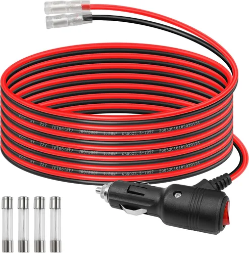 Miniatura 8 de GELRHONR Enchufe macho de repuesto para encendedor de cigarrillos de 12 voltios con cables y luz LED, cable de extensión de encendedor