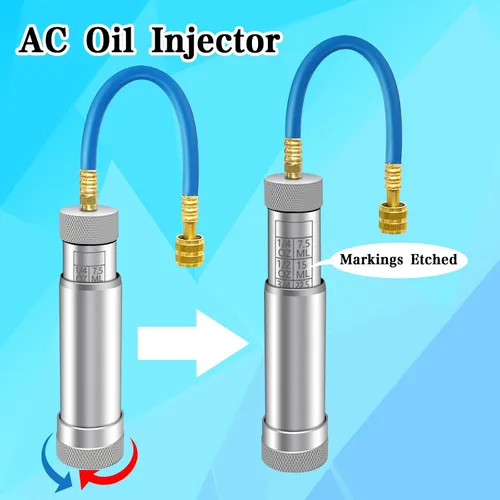 Miniatura 6 de Inyector de aceite de CA para R1234YF, R134A, R410A, inyector de aceite de tinte HVAC con conector SAE de 1/4", herramienta de inyector de aceite
