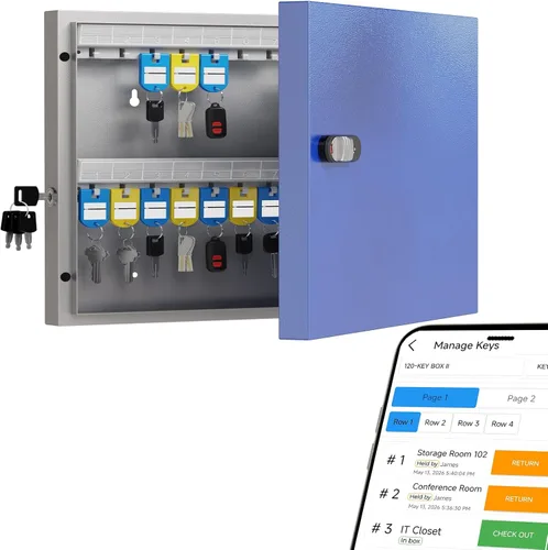Miniatura 10 de Caja de bloqueo de 16 llaves de montaje en pared, APP Bluetooth/Contraseña de una sola vez/Control remoto Wi-Fi, gabinete de llaves inteligente
