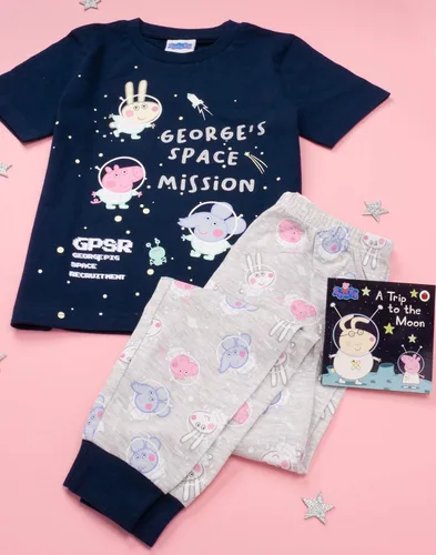 Miniatura 5 de Peppa Pig George Pyjamas Boys Girls Space T Shirt Trousers Pjs With Story Book