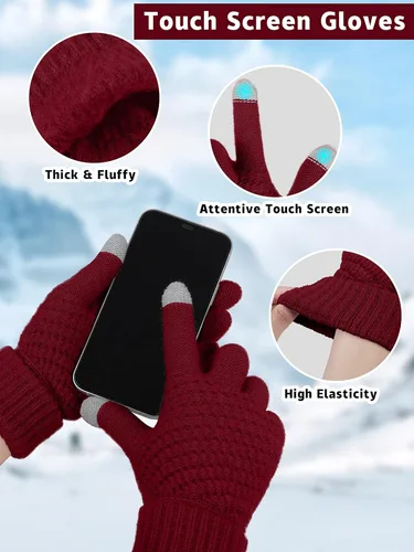 Miniatura 3 de Motarto Conjunto cálido de invierno, gorro de punto, bufanda y guantes calentadores de oídos, para hombres y mujeres, cubierta cálida para clima frío