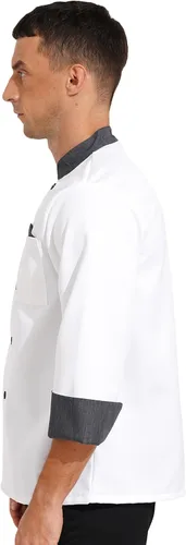 Miniatura 4 de Abrigo de chef unisex para hombre, chaqueta de chef de trabajo de doble botonadura
