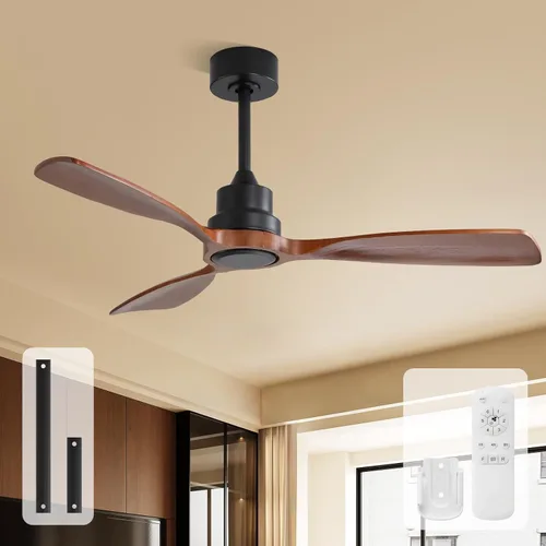 Miniatura 17 de Sofucor Ventiladores de techo de 52 pulgadas, sin luz, ventilador de techo para exteriores con control remoto, motor CC reversible de 3 cuchillas