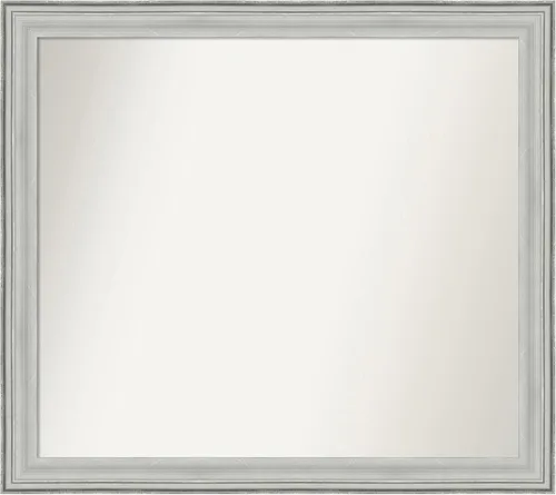 Miniatura 516 de Amanti Art Espejo de baño plateado para sobre fregadero, 25 x 25 pulgadas, espejo de tocador cuadrado estrecho de níquel cepillado, marco de madera