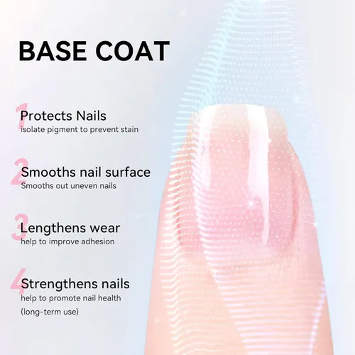 Miniatura 3 de Capa base y capa superior, esmalte de uñas regular transparente, rico en calcio VE secado rápido al aire fortalecimiento de uñas, sin gel, 2 piezas