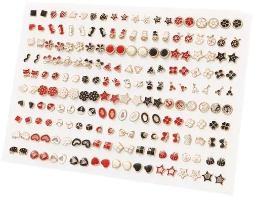 Juego de 100 pareslote de aretes de cristal geométricos de flores de frutas coloridas para mujeres y niñas, aretes de plástico, regalos de joyería