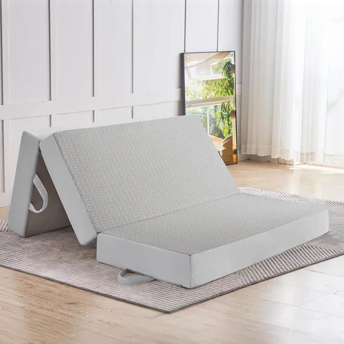 Miniatura 17 de Colchón Plegable Tamaño Individual, Espuma Viscoelástica de 6 Pulgadas Tri Portátil Trifold Colchón Topper Individual con Funda Transpirable