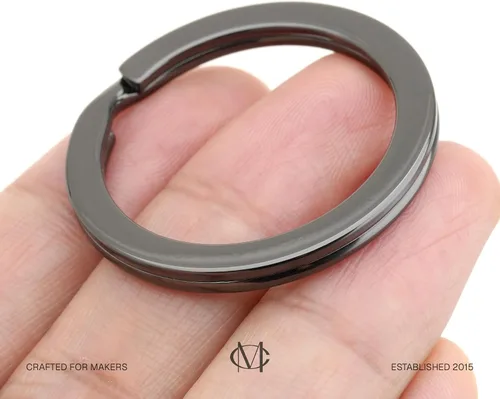 Miniatura 2 de CRAFTMEMORE Llaveros de calidad, anillos planos de metal divididos para llaves de automóvil, accesorios de bricolaje, artesanía en cuero, 10 piezas