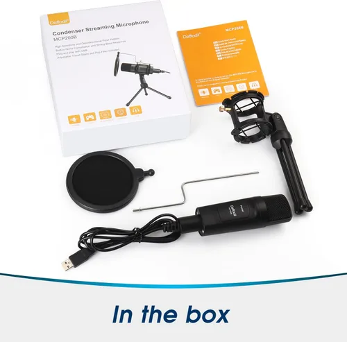Miniatura 7 de Daffodil Micrófono de condensador USB omnidireccional MCP200 - Micrófono con soporte para trípode, filtro pop, grabación de voces, juegos, podcast