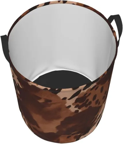 Miniatura 3 de brown cowhide art print Circular Hamper Waterproof Storage Bin Organizer Basket Laundry Hamper With Handles For Clothes Toys Small