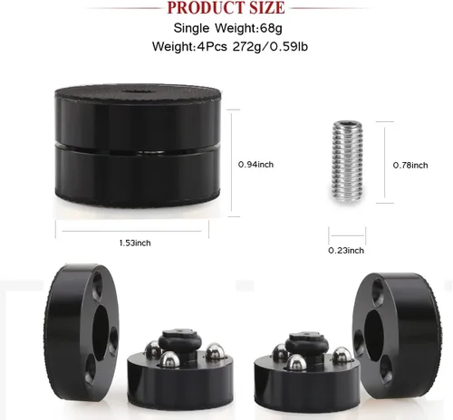 Miniatura 4 de Tertullus 4 piezas de pies de aislamiento de altavoz, almohadillas antivibración con soporte de bola de acero inoxidable de 1.535 in x 0.945 in