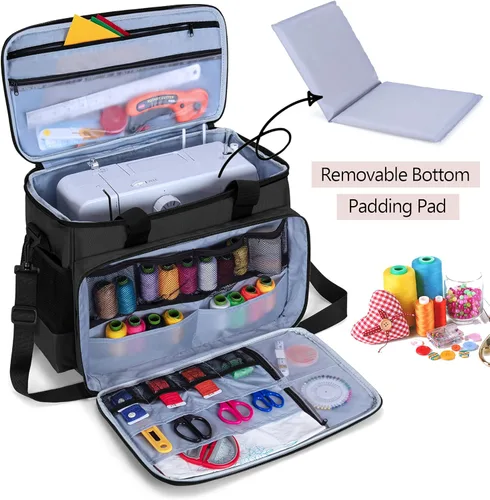 Miniatura 3 de LUXJA Bolsa de transporte para máquina de coser con almohadilla acolchada extraíble, bolsa de mano para máquina de coser y accesorios de costura