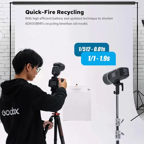 Miniatura 3 de Godox AD600BM II - Estroboscópico de flash para exteriores actualizado GN87 600W, 2.4G inalámbrico, sincronización de 1 toque con disparador X3