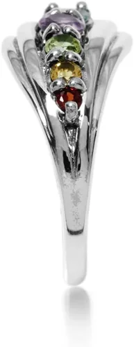 Miniatura 3 de Silvershake Anillo de viaje de plata de ley 925 con amatista y topacio azul de granate natural