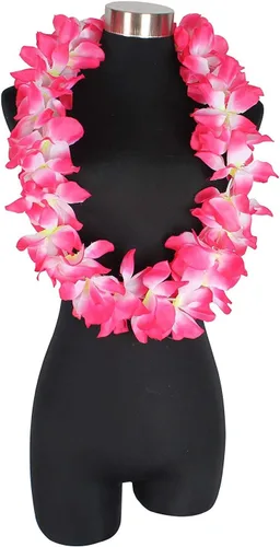 Miniatura 6 de Yansanido 4 piezas de leis hawaianos rosas para fiesta de graduación, fiesta de baile, accesorios de fotos en exteriores (rosa)