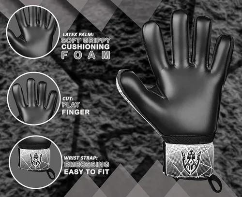 Miniatura 6 de Keeperking - Guantes de portero de fútbol para niños, jóvenes y adultos, palmas de agarre fuerte de látex con espinas removibles para la protección