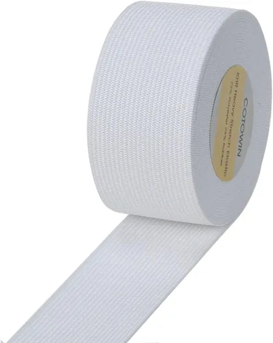 Miniatura 4 de COTOWIN Banda elástica de punto negro de 1.5 pulgadas de ancho, alta elasticidad, 5 yardas