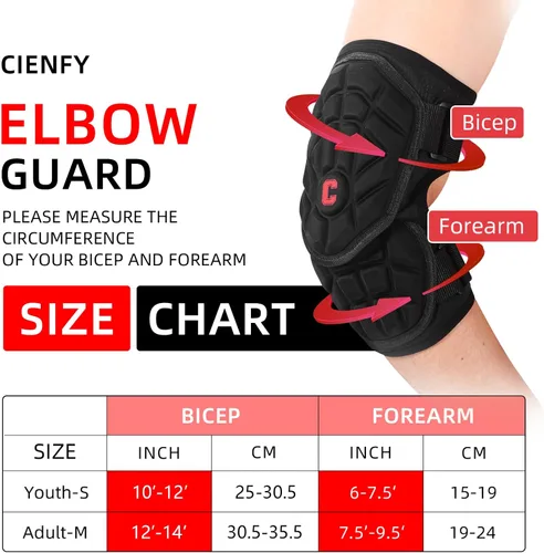 Miniatura 2 de Cienfy Protectores de antebrazo para bateadores para béisbol y sóftbol, coderas para jóvenes y adultos Negro