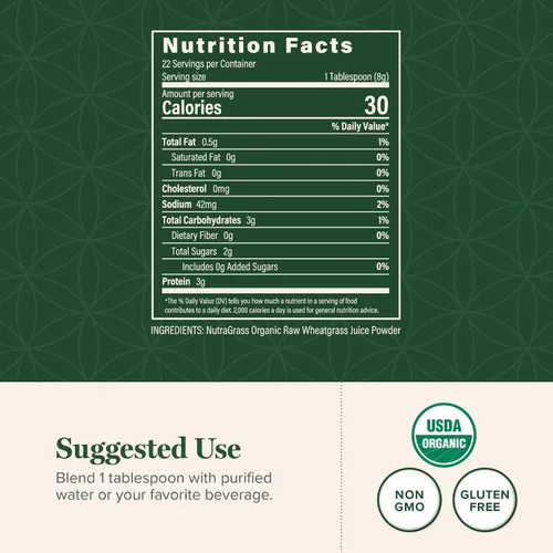 Miniatura 2 de Global Healing - Polvo orgánico de pasto de trigo orgánico de 6.3 onzas (6.35 oz), rico en nutrientes, jugo de pasto de trigo crudo (extracto 33:1)
