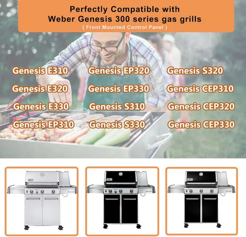 Miniatura 3 de 7620 7621 Barra aromatizadora de 17.5 pulgadas para piezas de parrilla Weber Genesis serie 300, Weber Genesis E/EP-310, 320, 330, Genesis S/E-310