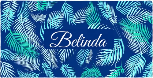 Miniatura 2 de Toalla de playa personalizada con nombres, bonitas toallas de playa personalizadas de hoja de palma tropical para niños, toalla de playa