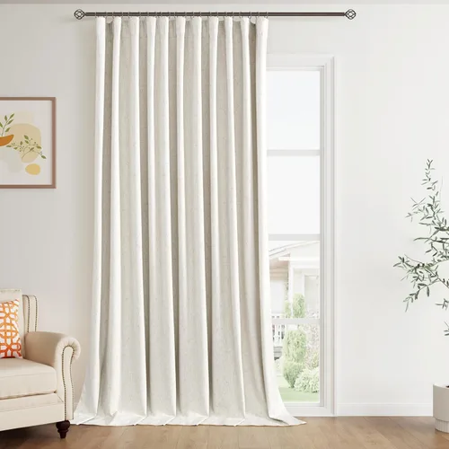 Miniatura 64 de Joywell 2 cortinas opacas 100%, lino, beige natural, trabillas traseras/cinta con ganchos, aislantes, de dormitorio, comedor, sala, puerta corrediza