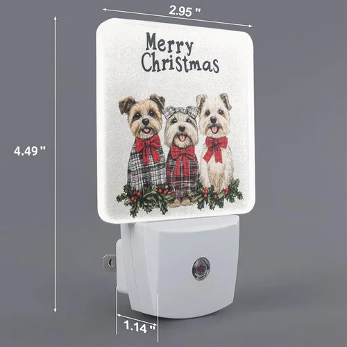 Miniatura 2 de Juego de 2 lámparas LED de noche enchufables para perros de Navidad, juego de 2 luces nocturnas de emergencia con sensor automático para dormitorio