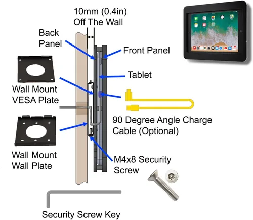 Miniatura 7 de Carcasa VESA acrílica antirrobo para Apple iPad mini 1/2/3 con kit de montaje en pared y cable de carga en ángulo de 90 grados