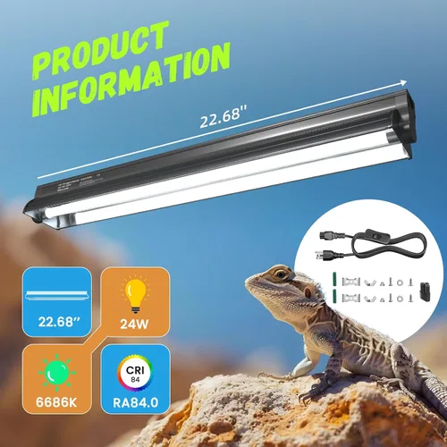 Miniatura 7 de GlowUp 24W 10.0 T5 UVB - Kit combinado de lámpara de reptil de 22 pulgadas, campana de terrario 10.0 UVB para reptiles de dragón barbudo, lagartos