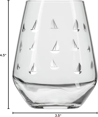 Miniatura 7 de Rolf Glass Sailing - Vaso de vino sin tallo de 18 onzas, juego de 4 copas de vino sin tallo, vidrio sin plomo, vasos grabados, fabricados con Juego