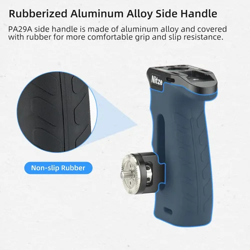 Miniatura 4 de Nitze Mango lateral ergonómico con roseta para ARRI, arriba/abajo e izquierda/derecha ajustable, mango lateral de aluminio de goma para cámaras