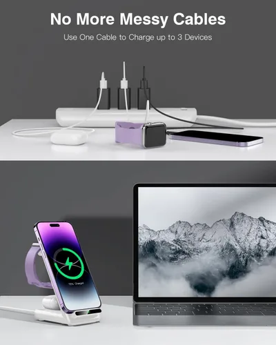 Miniatura 7 de Estación de carga inalámbrica, soporte de carga 3 en 1 hecho para Apple Watch Ultra 11 10 9 8 7 6 SE 5 4 3, cargador inalámbrico rápido hecho