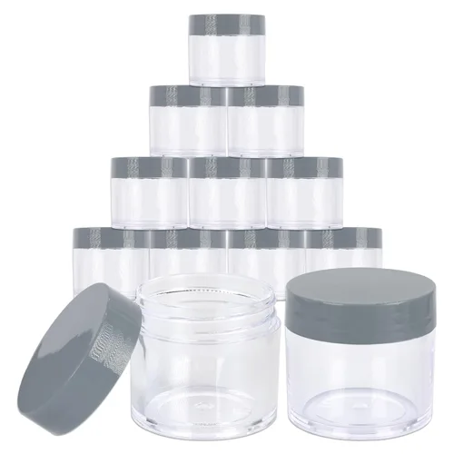 Miniatura 28 de Beauticom 1.06 oz/1.0 fl oz (1 fl. oz.) Tarros de plástico transparente de doble pared a prueba de fugas con tapas superiores planas para cremas, Oro