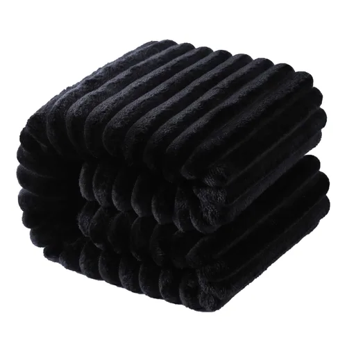 Miniatura 22 de NTBAY Manta de franela de felpa para bebé, manta suave y cálida para niños pequeños con textura a rayas para cochecito, cuna, viajes, 30 x 40 Negro