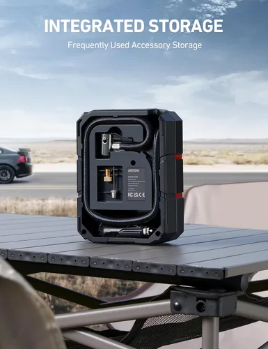 Miniatura 8 de AstroAI Compresor de aire portátil de 12 V CC, inflador de neumáticos S1, bomba digital de neumáticos de coche 150 PSI, presión preestablecida