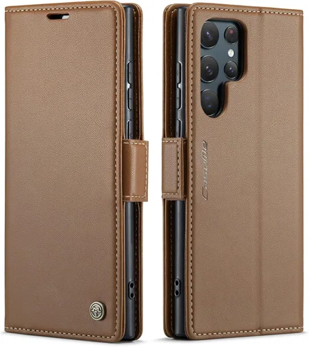 Miniatura 69 de QLTYPRI Funda tipo cartera para Samsung Galaxy S22 Ultra, funda magnética de piel sintética de alta calidad con bloqueo RFID, ranuras para tarjetas