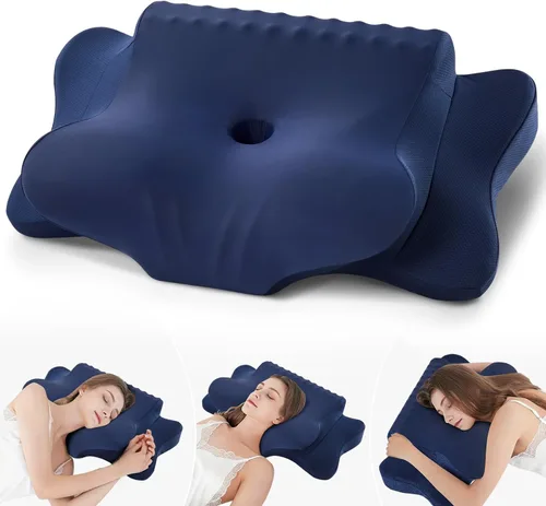 Miniatura 15 de Almohada Cervical para Alivio del Dolor de Cuello - Almohada Ortopédica Ergonómica Refrescante de Doble Cara con Funda de Almohada de Seda de Hielo