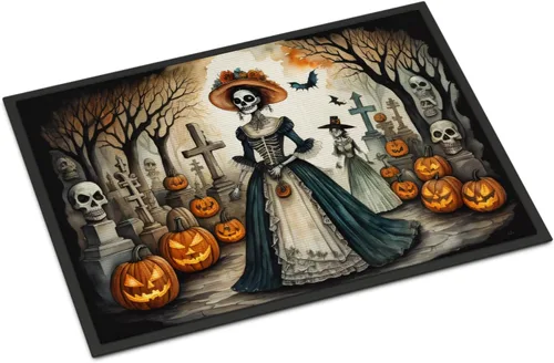 Miniatura 36 de Caroline's Treasures DAC2223MAT - Felpudo espeluznante de Halloween con gato negro de 18 x 27 pulgadas, tapete para puerta delantera