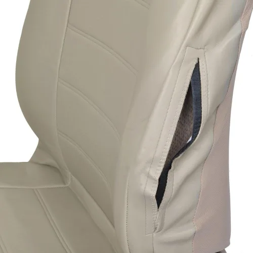Miniatura 3 de BDK carXS - Fundas de asiento de automóvil de cuero beige para asientos delanteros, 4 piezas, piel sintética, incluye fundas de asiento delantero