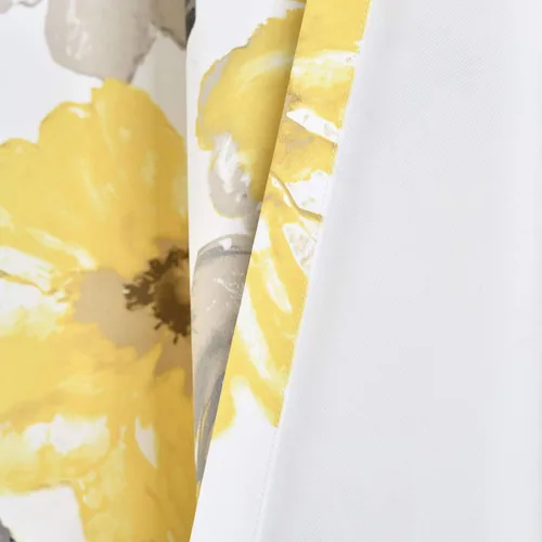 Miniatura 5 de Lush Decor Leah Paneles de Cortina para Ventana con Filtro de Luz, Par, 52" An x 120" L, Amarillo y Gris - Cortinas Florales para Dormitorio