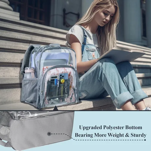 Miniatura 7 de PACKISM Mochila transparente resistente, para estudiantes, escuela