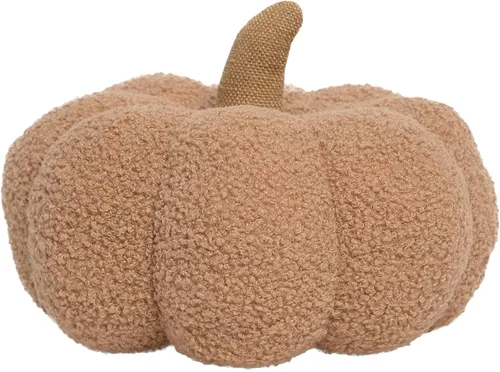 Pearhead Almohada de calabaza sherpa, decoración moderna de otoño para el hogar, Acción de Gracias y Halloween, decoración de vacaciones, calabaza