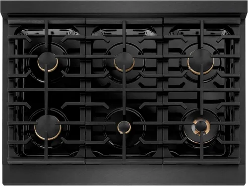 Miniatura 2 de ZLINE Designer Collection - Cocina de gas Paramount de 36 pulgadas con 6 quemadores en acero inoxidable satinado negro con detalles en negro mate